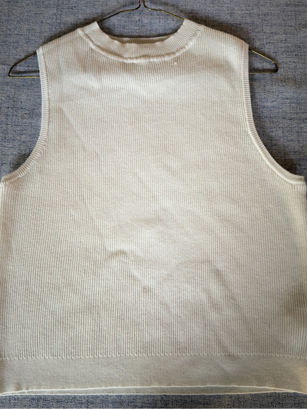 mark. Cream Ribbed Knit Sleeveless Tank